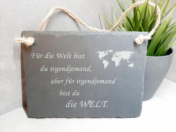 Schieferplatte "Für die Welt"