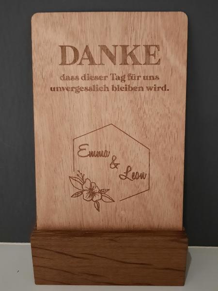 Furnierkarte "Danke" Modell 2