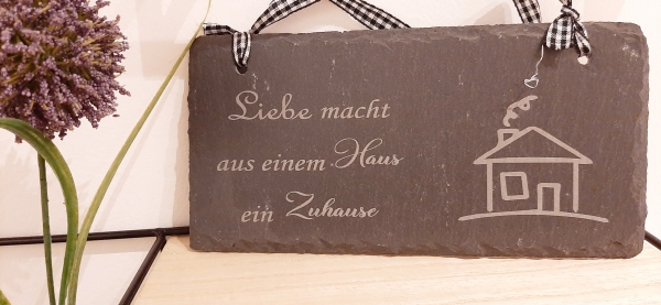 Schieferplatte "Zuhause"