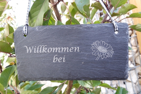 Schieferplatte "Willkommen bei..."